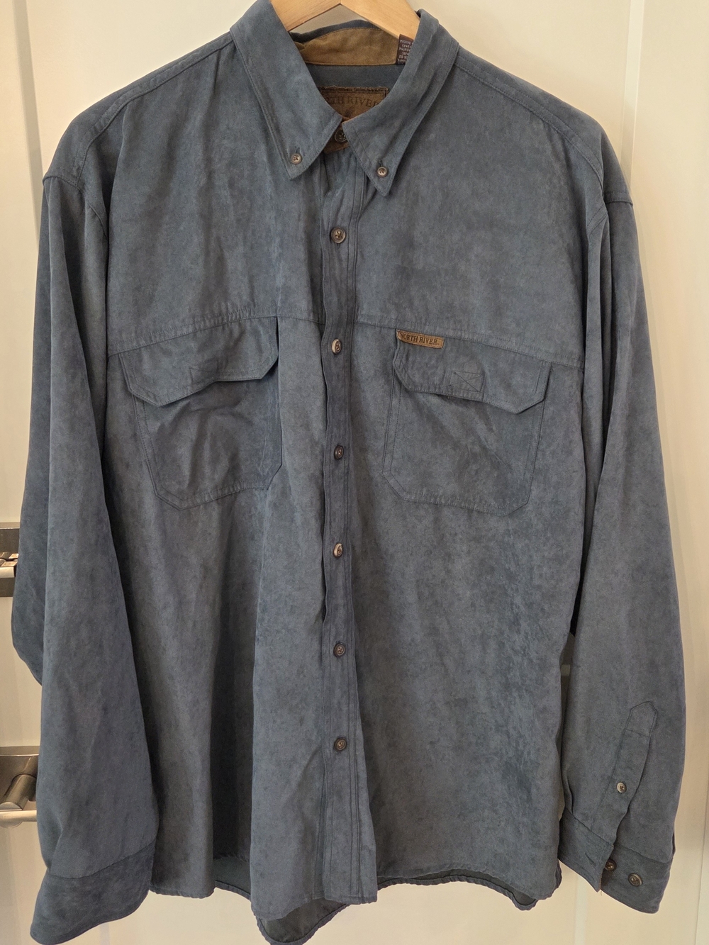North River Outfitters Mens L Blue Outdoor Hiking Utility Button Shirt Gorpcore